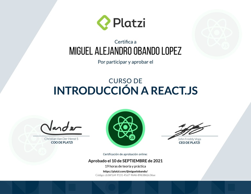 Diploma del Curso de React 17