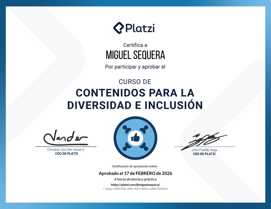 Diploma del Curso de Creación de Contenido Diverso e Inclusivo