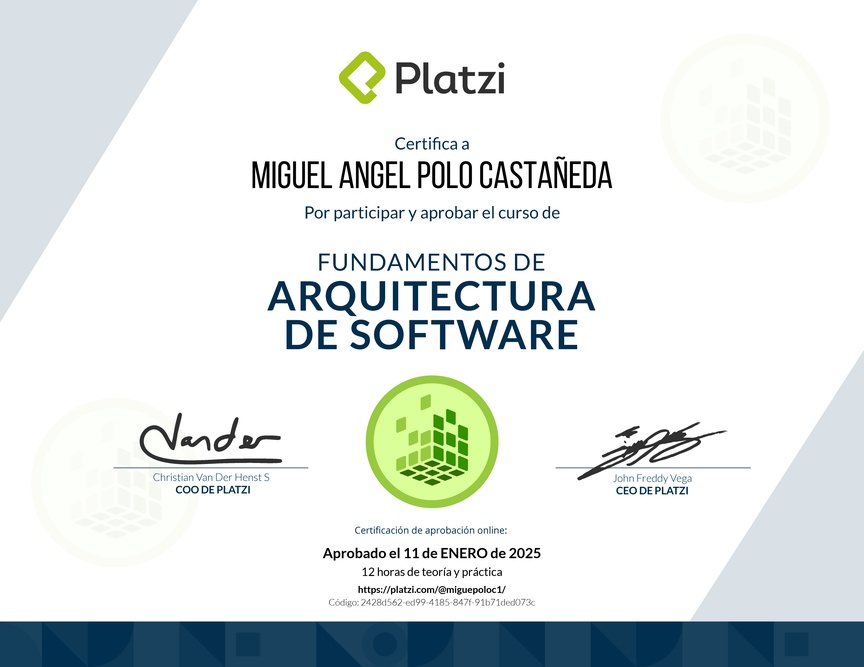 Diploma de Fundamentos de Arquitectura de Software (2018)