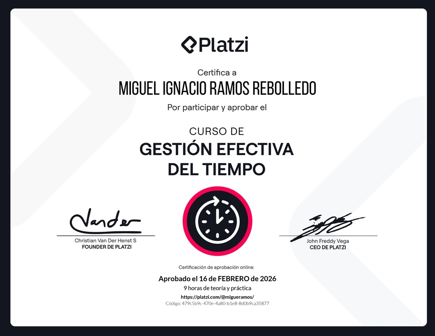 Diploma del Curso de Gestión Efectiva del Tiempo