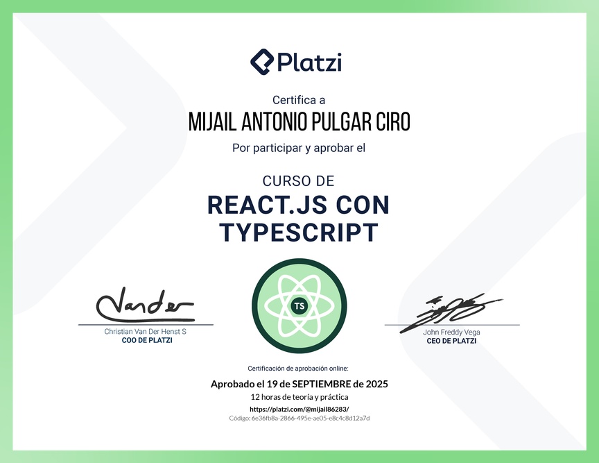 Diploma del Curso de React.js con TypeScript