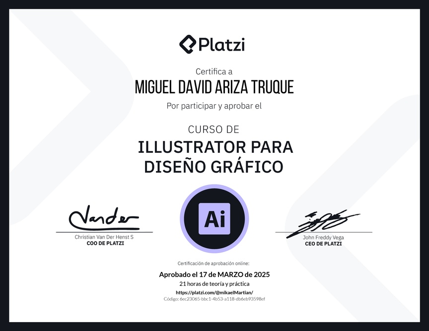 Diploma del Curso de Illustrator para Diseño Gráfico