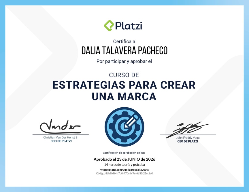 Diploma del Curso de Estrategias para Crear una Marca