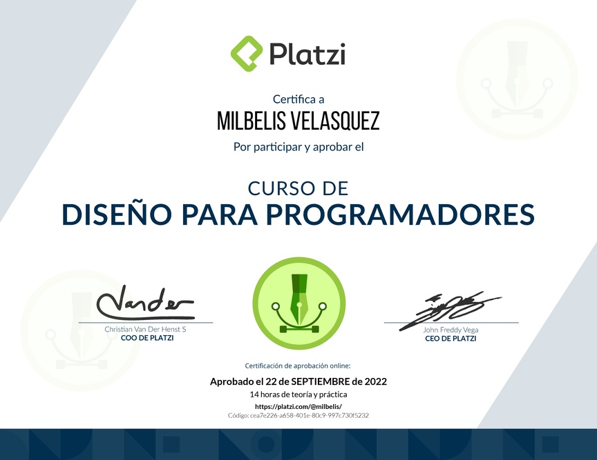 Diploma del Curso de Diseño para Developers