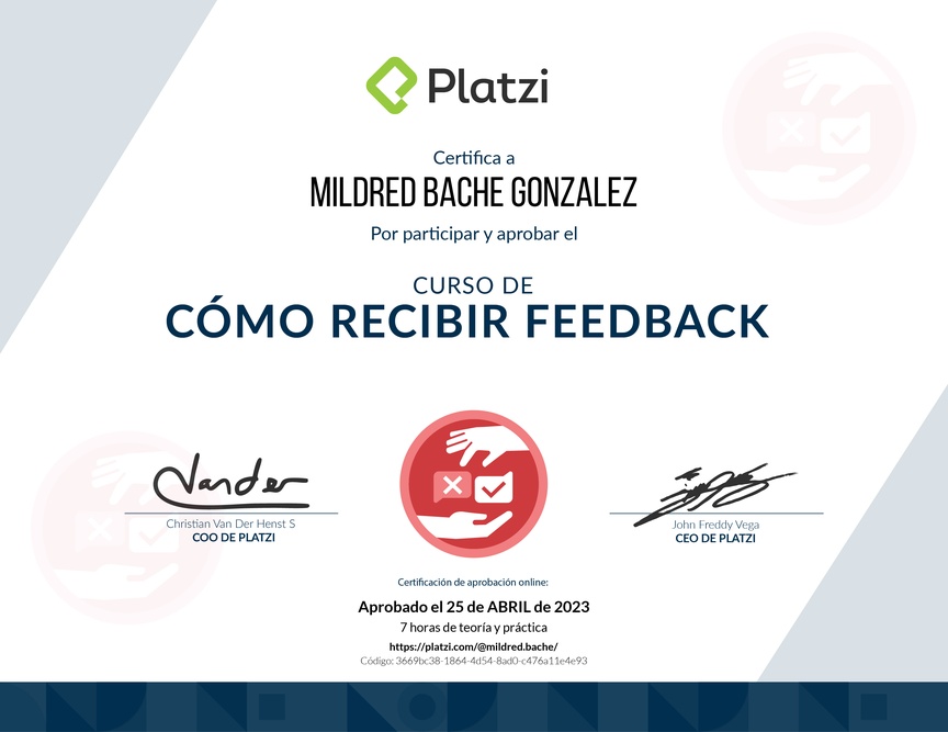 Diploma de Audiocurso de Cómo Recibir Feedback