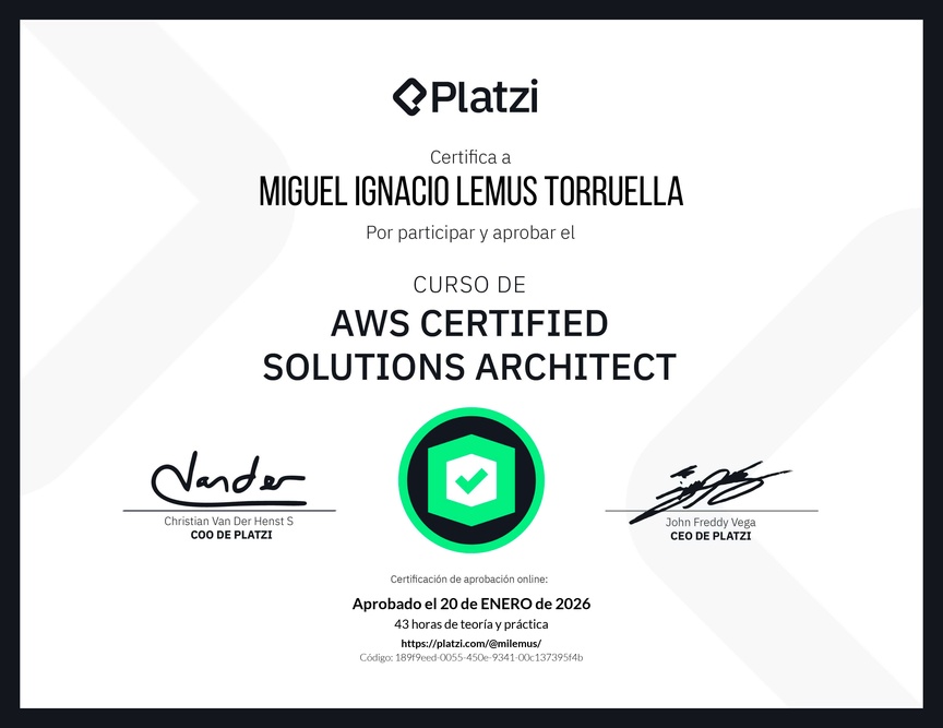 Diploma del Curso de AWS Certified Solutions Architect Associate