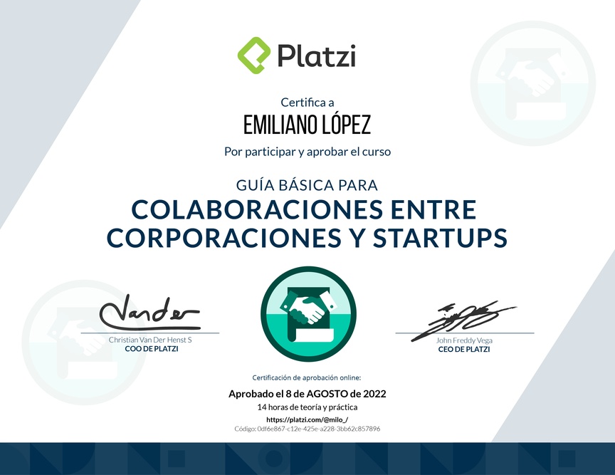 Diploma de Guía Básica para Colaboraciones entre Corporaciones y Startups