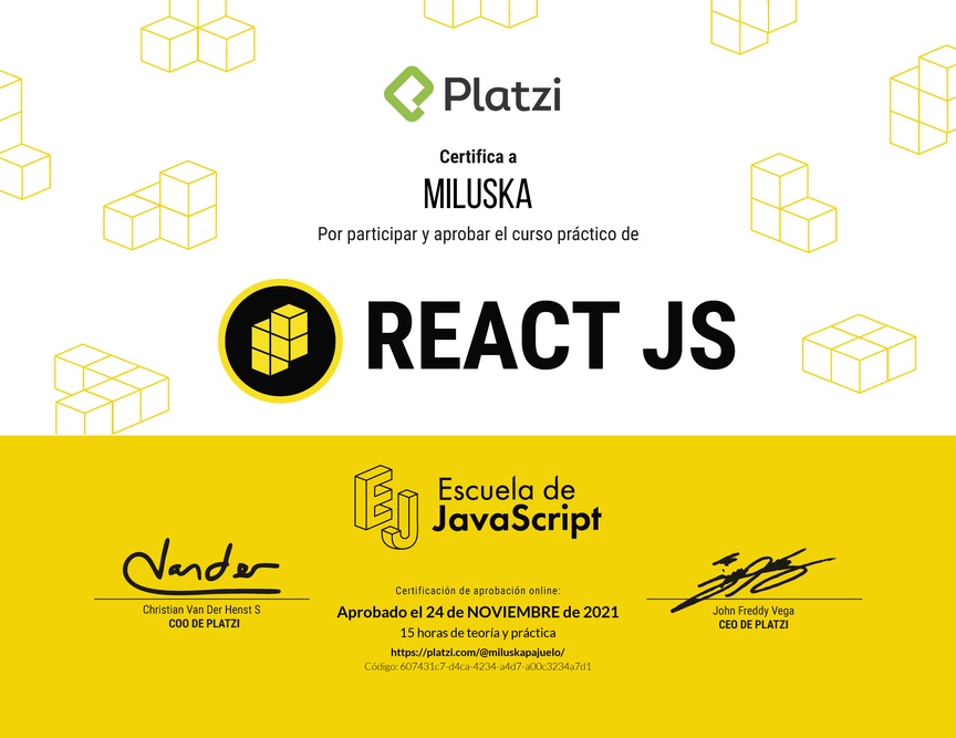 Diploma del Curso Práctico de React JS 2019