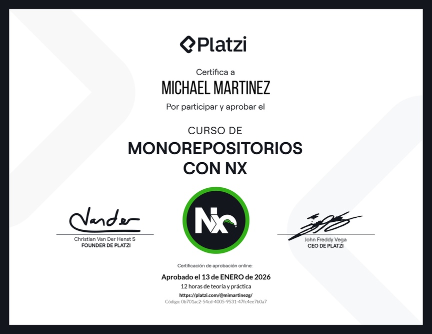 Diploma del Curso de Monorepositorios con NX