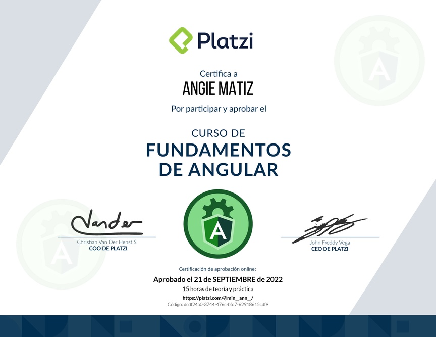 Diploma del Curso de Fundamentos de Angular