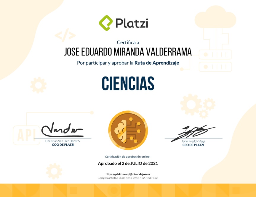 Diploma de la Ruta de Aprendizaje de Ciencias