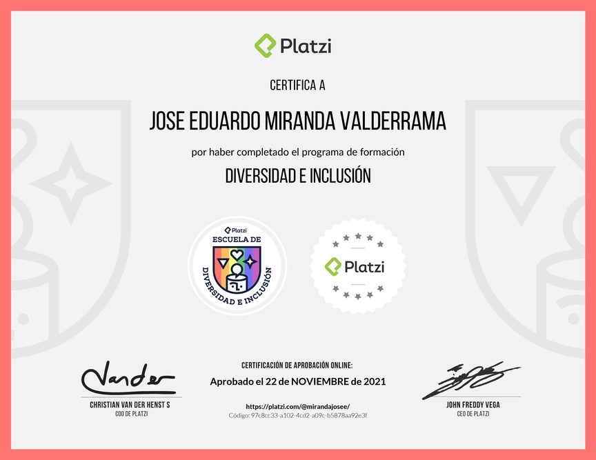 Diploma de la Ruta de Aprendizaje de Diversidad e Inclusión