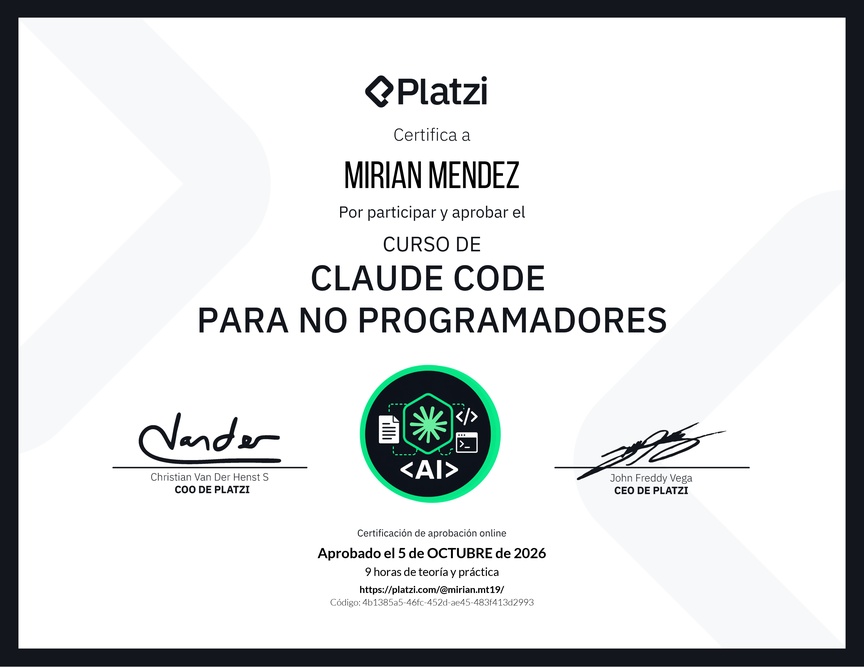 Diploma del Curso de Claude Code para No Programadores