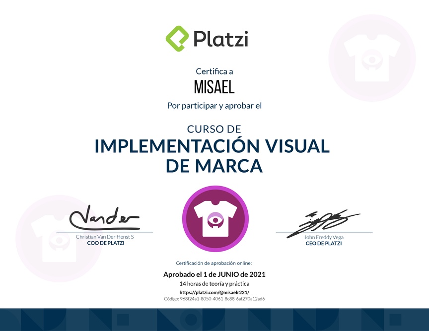 Diploma del Curso de Implementación Visual de Marca