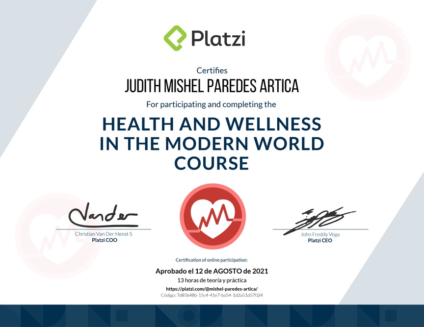 Diploma del Curso de Salud y Bienestar en el Mundo Actual