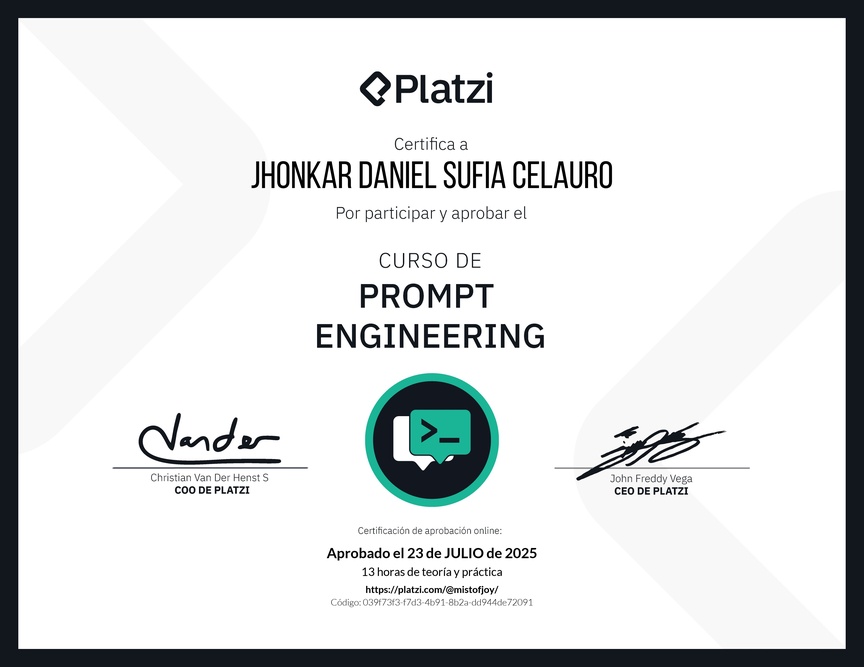 Diploma del Curso de Prompt Engineering