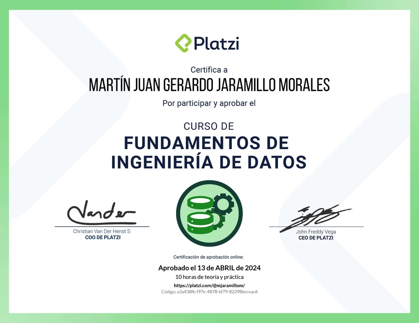 Diploma del Curso de Fundamentos de Ingeniería de Datos