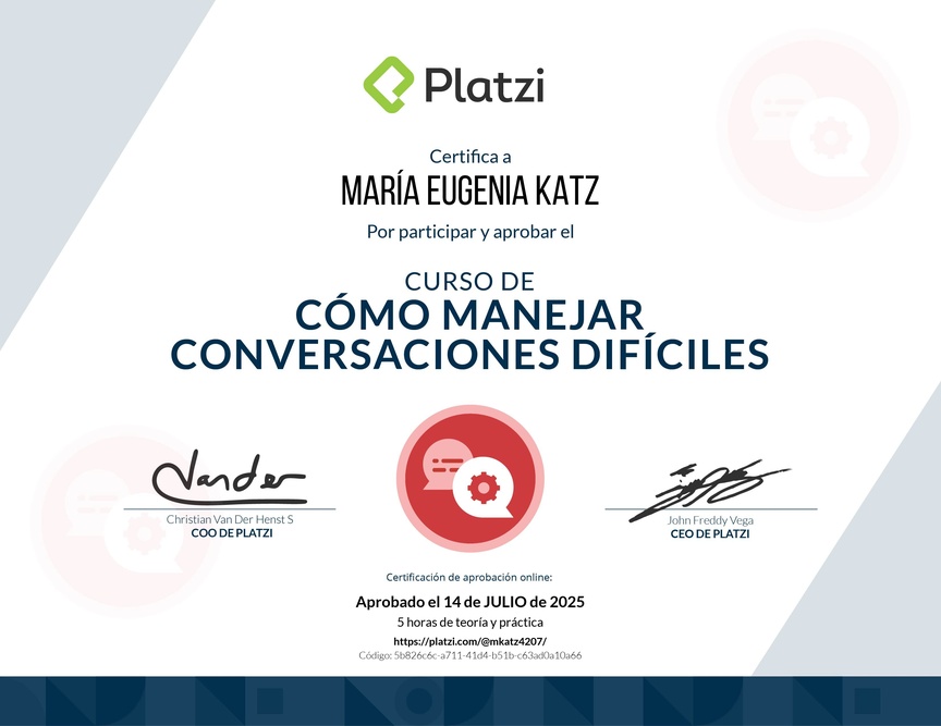Diploma del Curso de Cómo Manejar Conversaciones Difíciles con Clientes