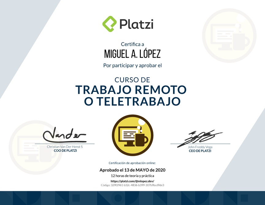 Diploma del Curso de Trabajo Remoto para Gestionar el Cambio Organizacional