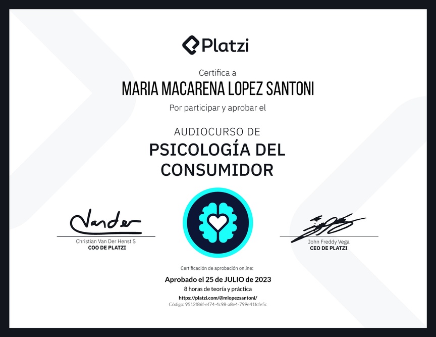 Diploma de Audiocurso de Psicología del Consumidor