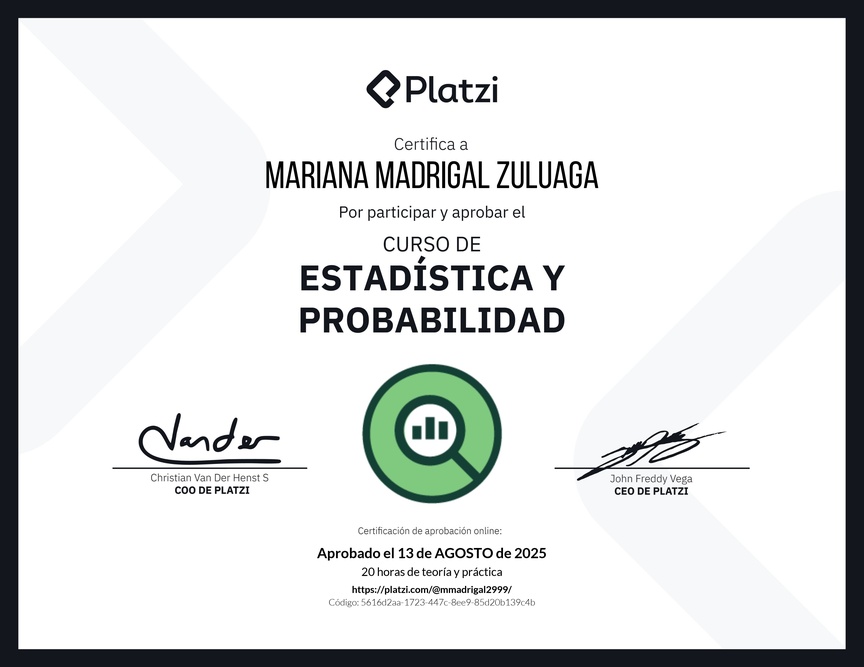 Diploma del Curso de Estadística y Probabilidad