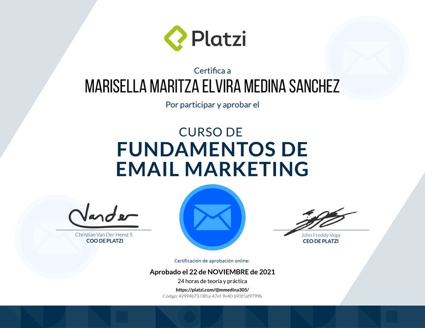 Diploma del Curso de Creación y Gestión de Campañas de E-mail Marketing