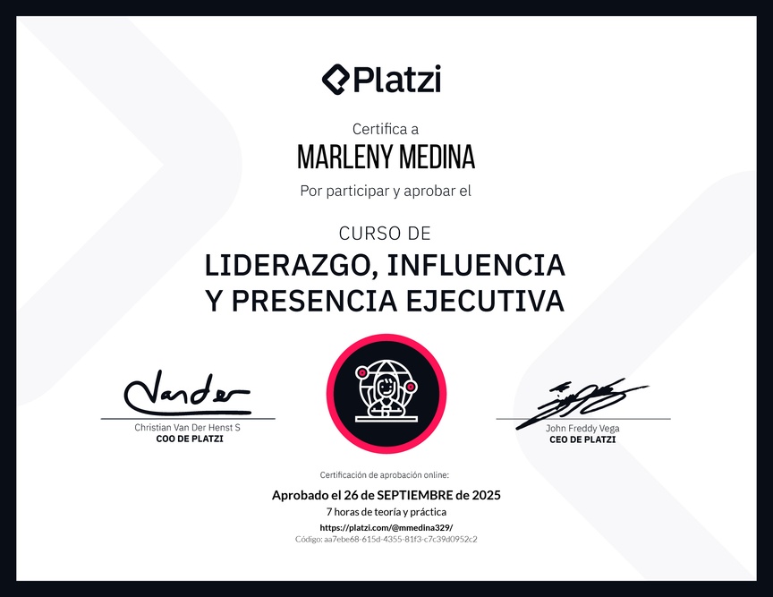 Diploma del Curso de Liderazgo, Influencia y Presencia Ejecutiva
