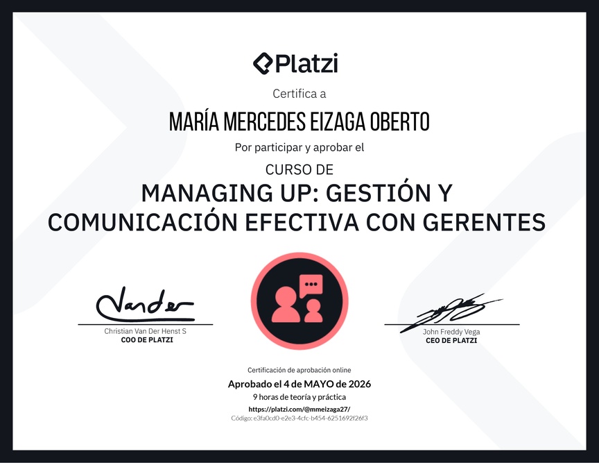 Diploma de Audiocurso de Managing Up: Gestión y Comunicación Efectiva con Gerentes