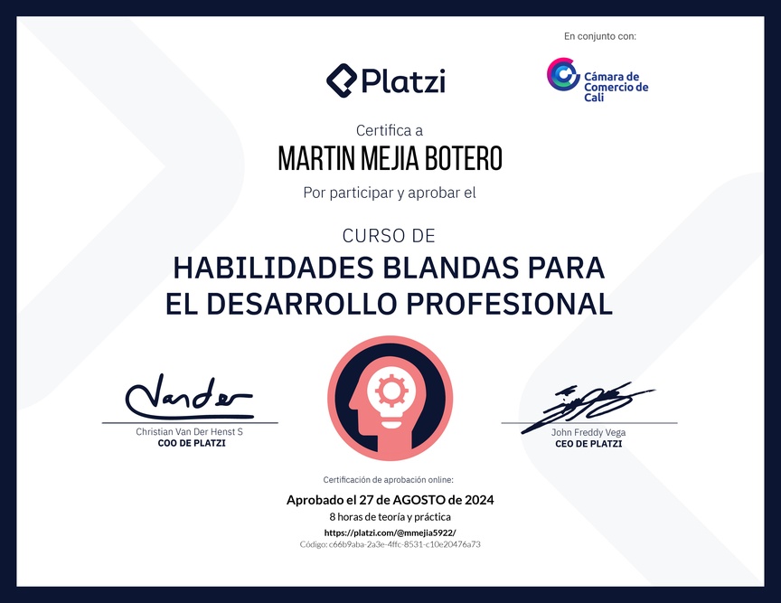 Diploma del Curso de Habilidades Blandas para el Desarrollo Profesional