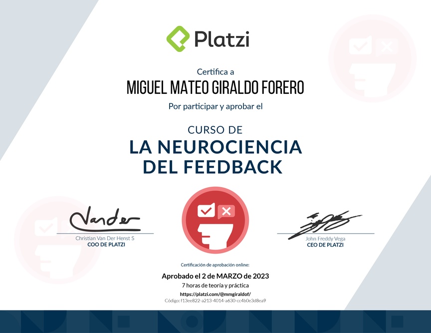 Diploma de Audiocurso sobre la Neurociencia del Feedback