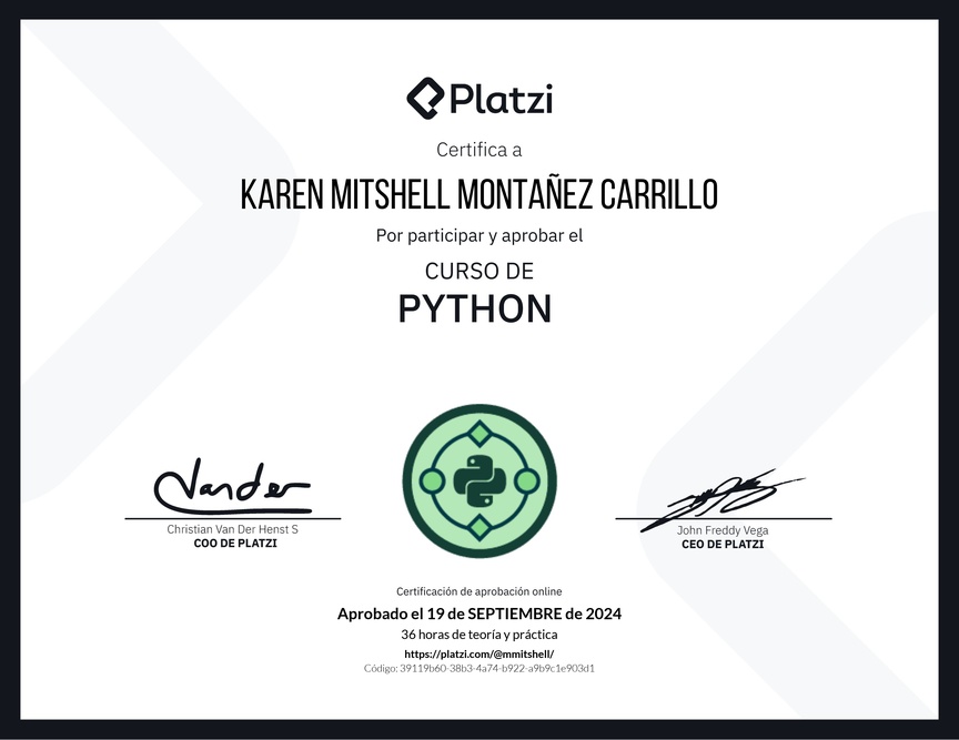 Diploma del Curso de Python