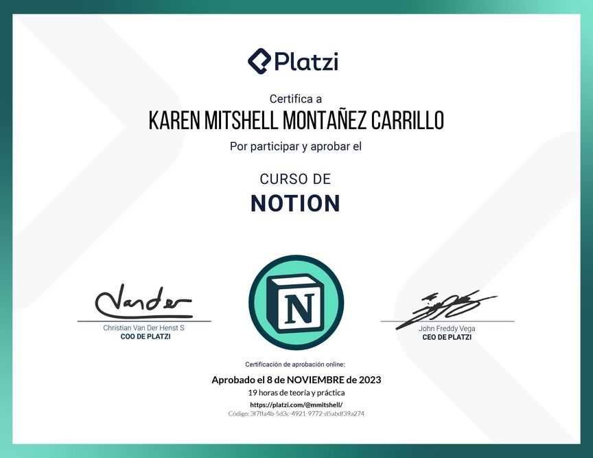 Diploma del Curso de Notion