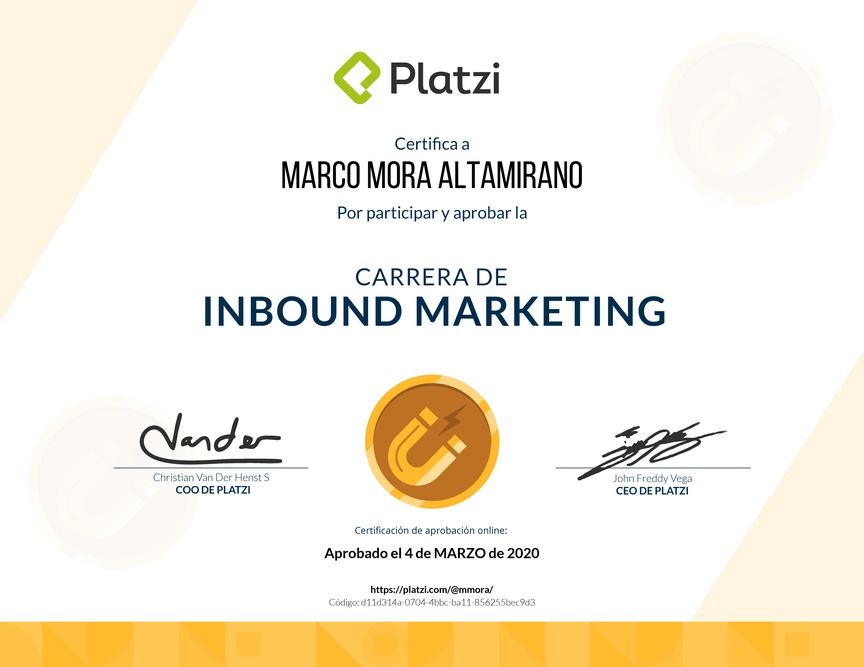 Diploma de la Ruta de Aprendizaje de Inbound Marketing