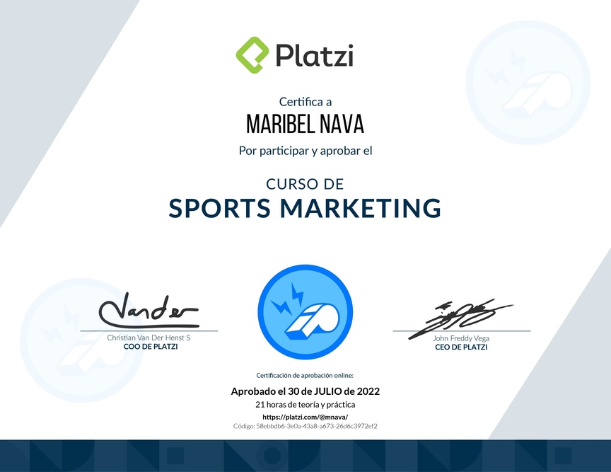 Diploma del Curso de Marketing Deportivo