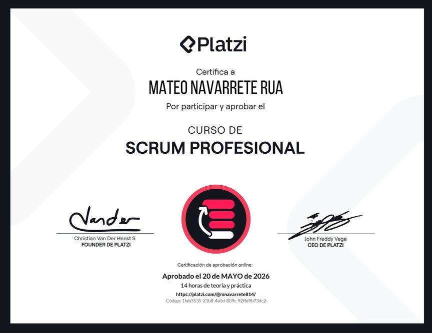 Diploma del Curso de Scrum Profesional