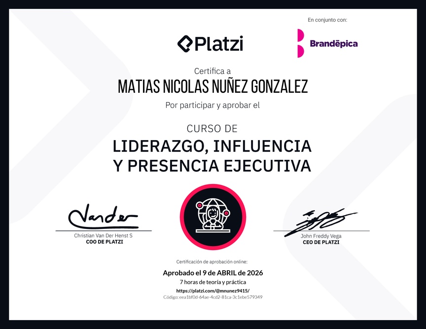 Diploma del Curso de Liderazgo, Influencia y Presencia Ejecutiva