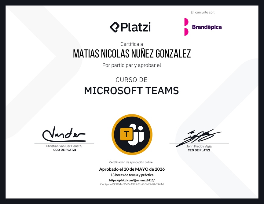 Diploma del Curso de Microsoft Teams