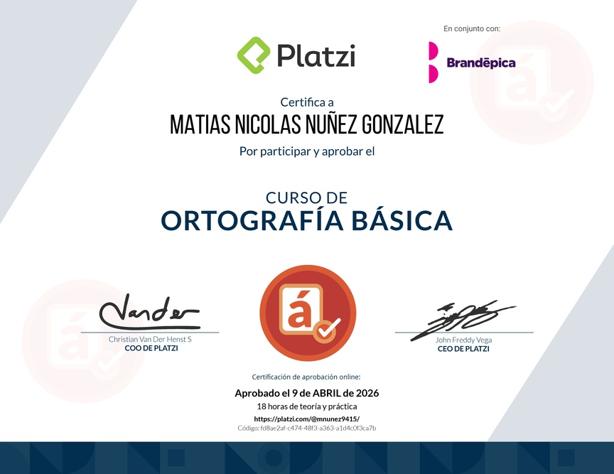 Diploma del Curso de Ortografía Básica