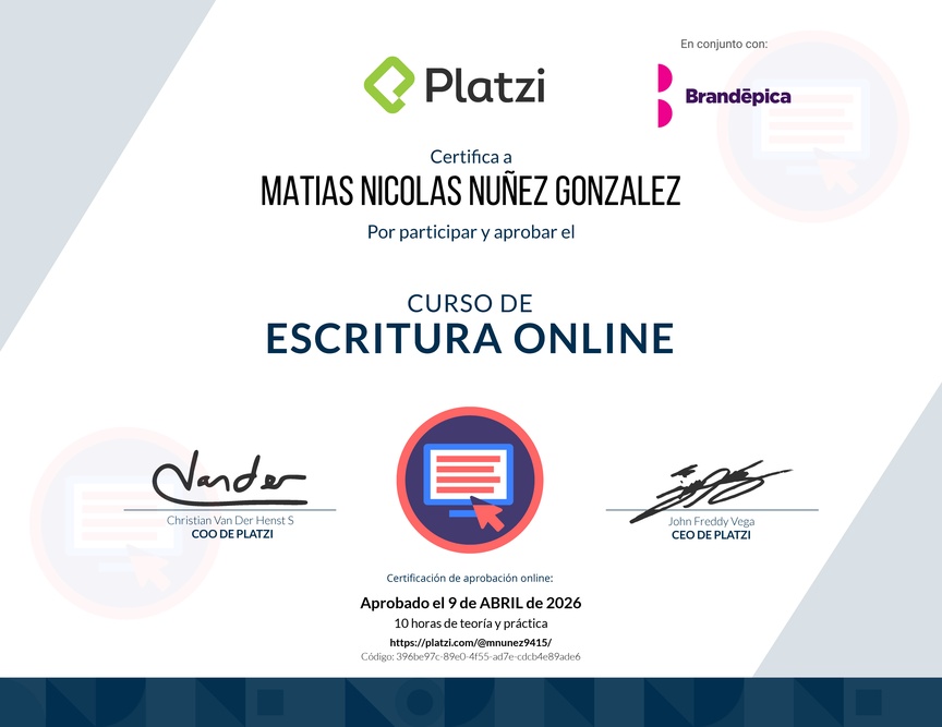 Diploma del Curso de Escritura Online
