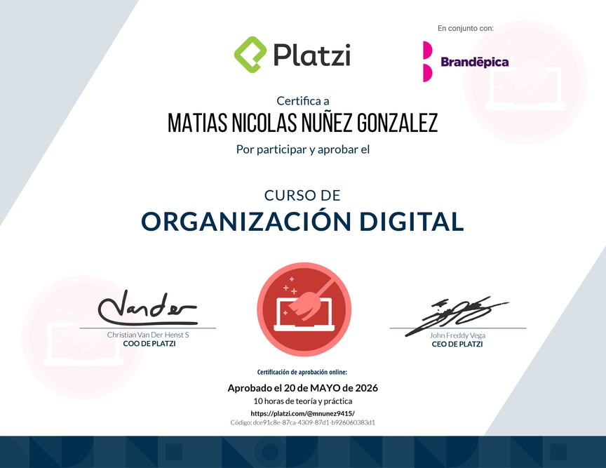 Diploma del Curso de Organización Digital