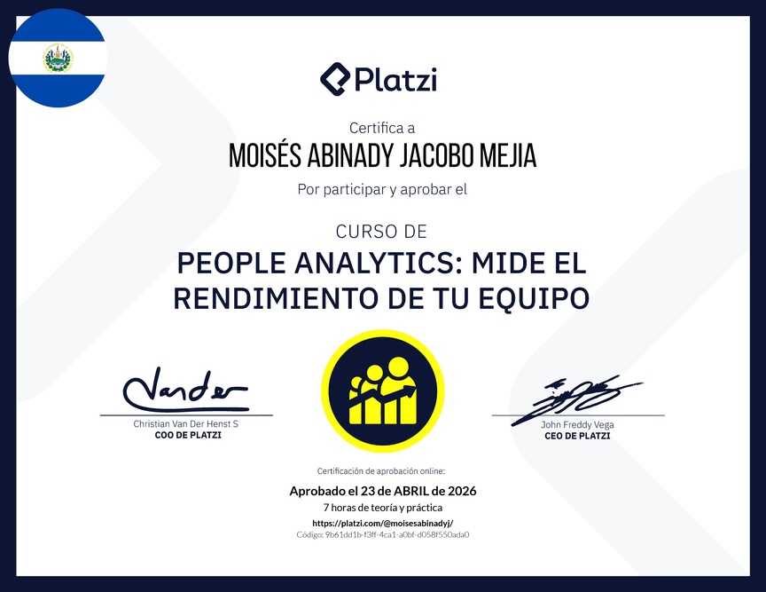 Diploma del Curso de People Analytics: Mide el Rendimiento de tu Equipo