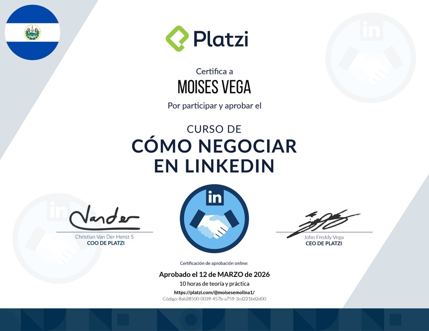 Diploma del Curso de Cómo Negociar en LinkedIn