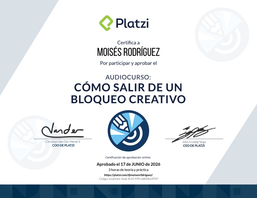 Diploma de Audiocurso: Cómo salir de un Bloqueo Creativo
