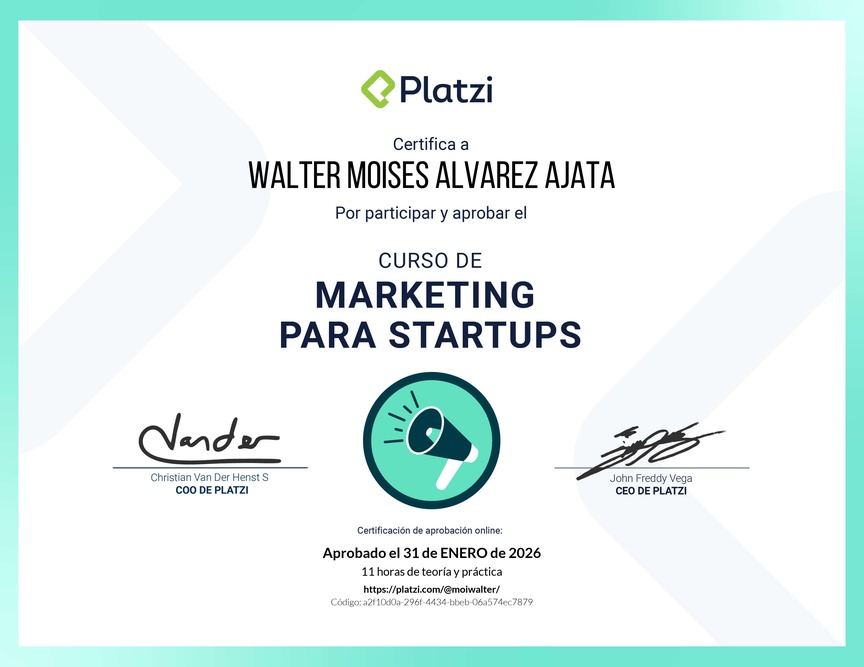 Diploma del Curso de Marketing para Startups