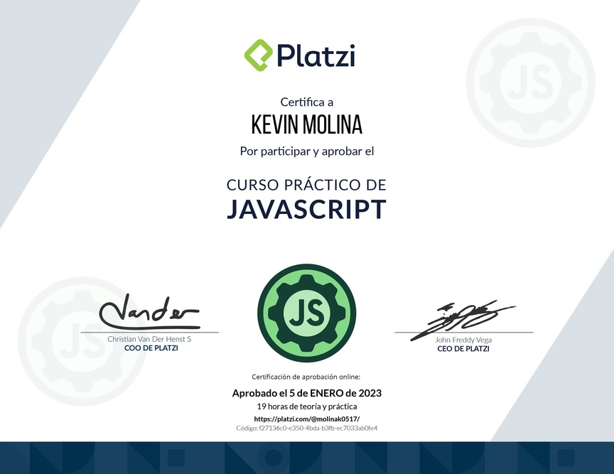 Diploma del Curso Práctico de JavaScript