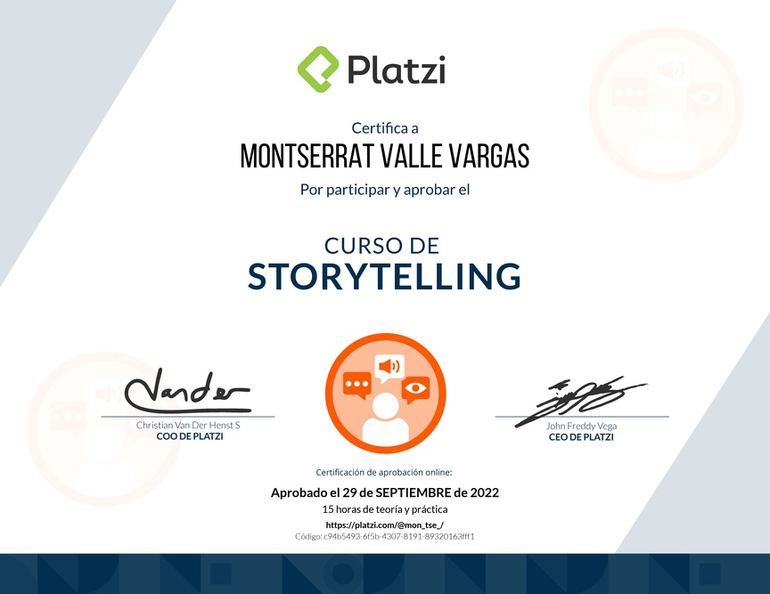 Diploma del Curso de Storytelling