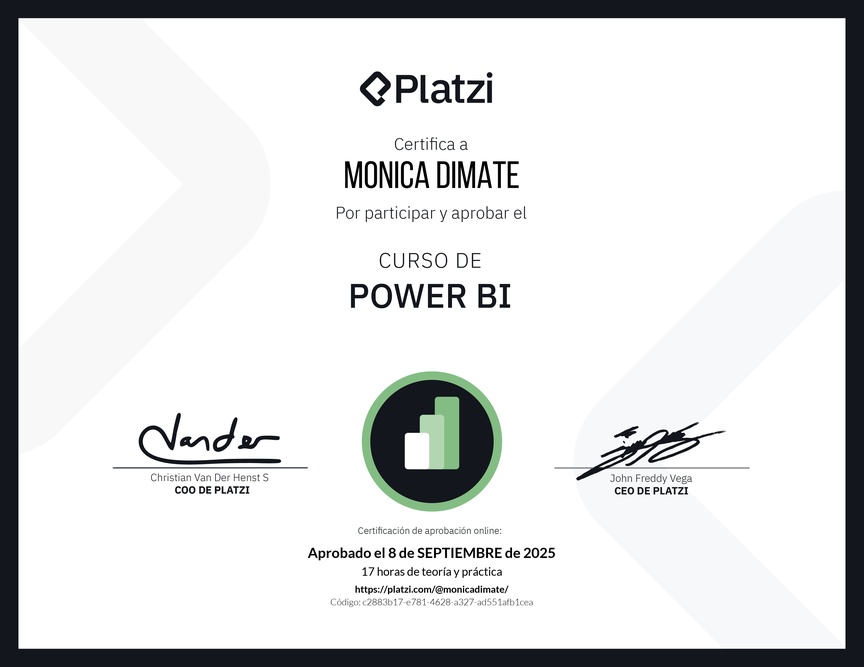 Diploma del Curso de Power BI