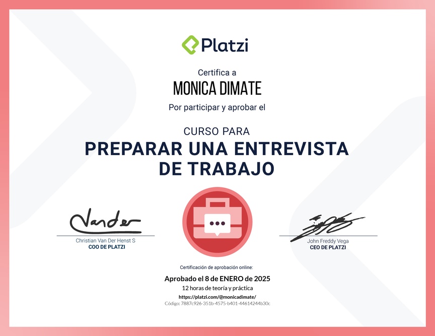 Diploma del Curso para Preparar una Entrevista de Trabajo
