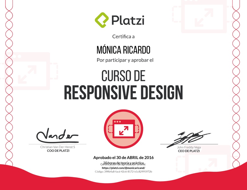 Diploma del Curso de Responsive Design 2015