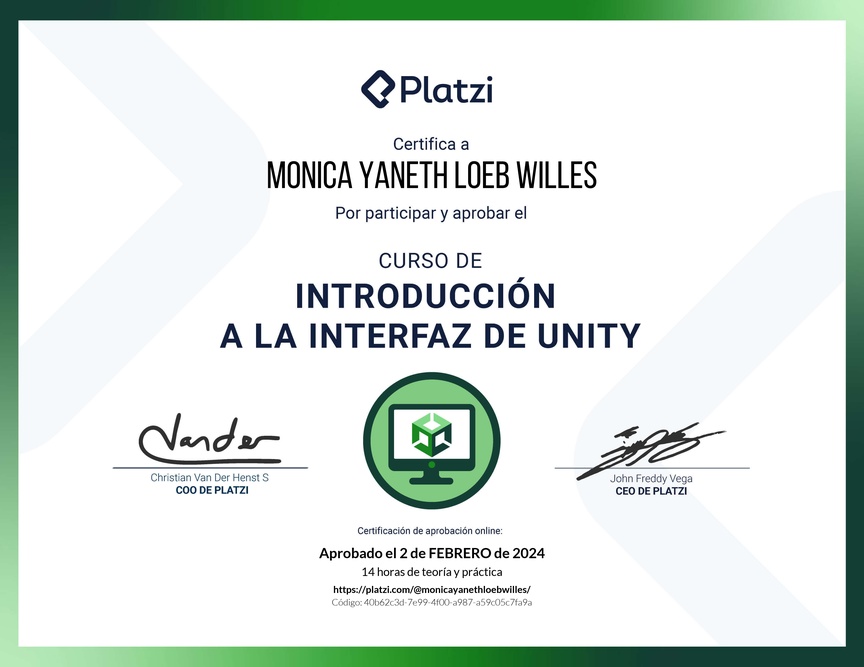 Diploma del Curso de Introducción a Unity: Interfaz